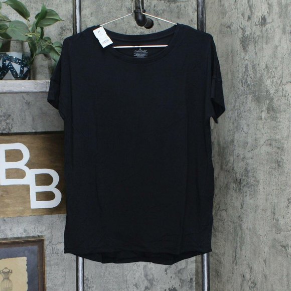 NWT Cuddl Duds Short Sleeve T-Shirt XS Black - Picture 2 of 5